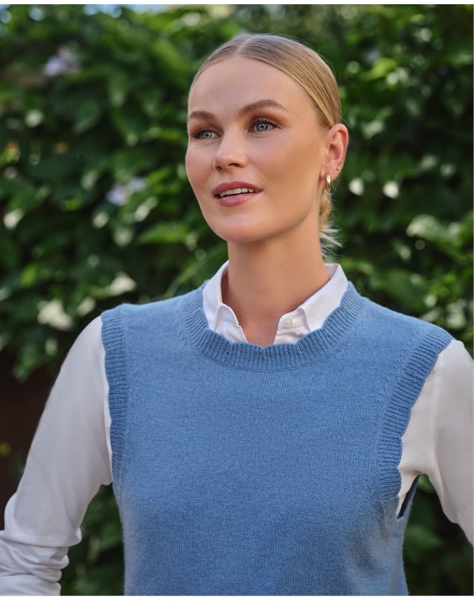 Wool Cashmere Scalloped Tank