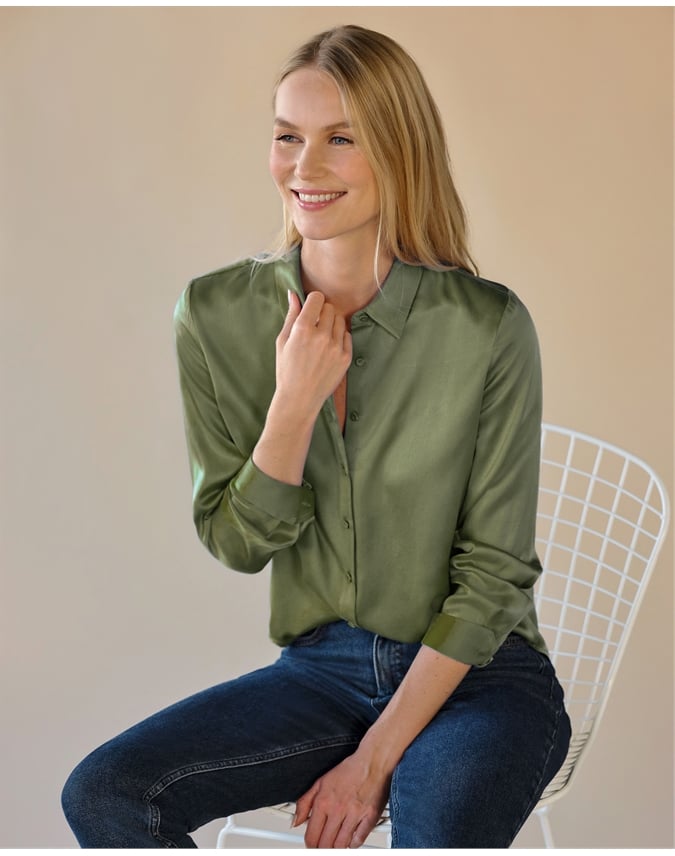 Sand Washed Pure Silk Satin Blouse