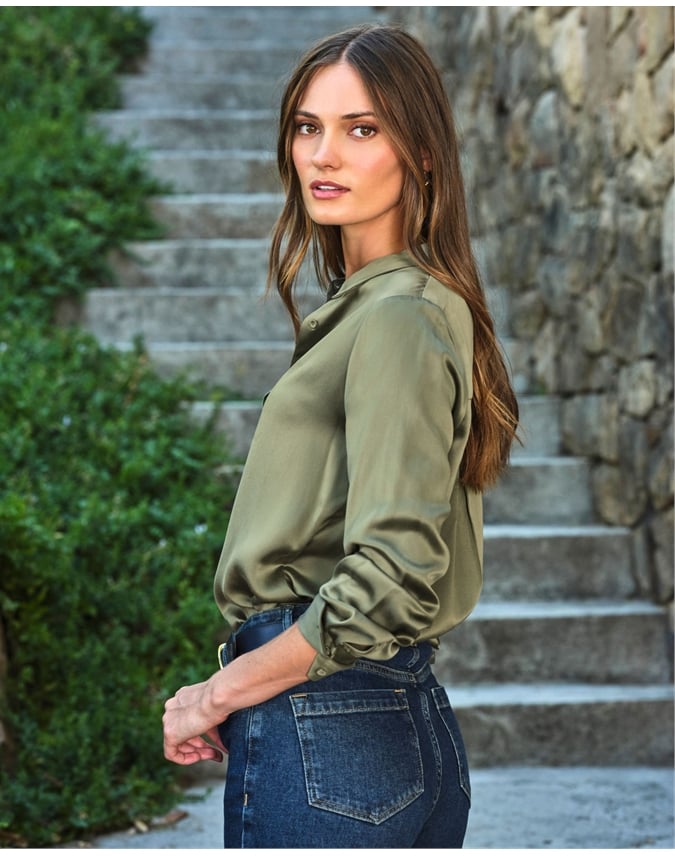 Sand Washed Pure Silk Satin Blouse