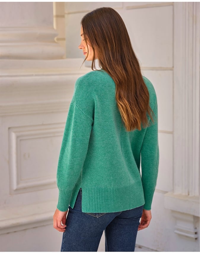 Cashmere High Neck Seamed Sweater