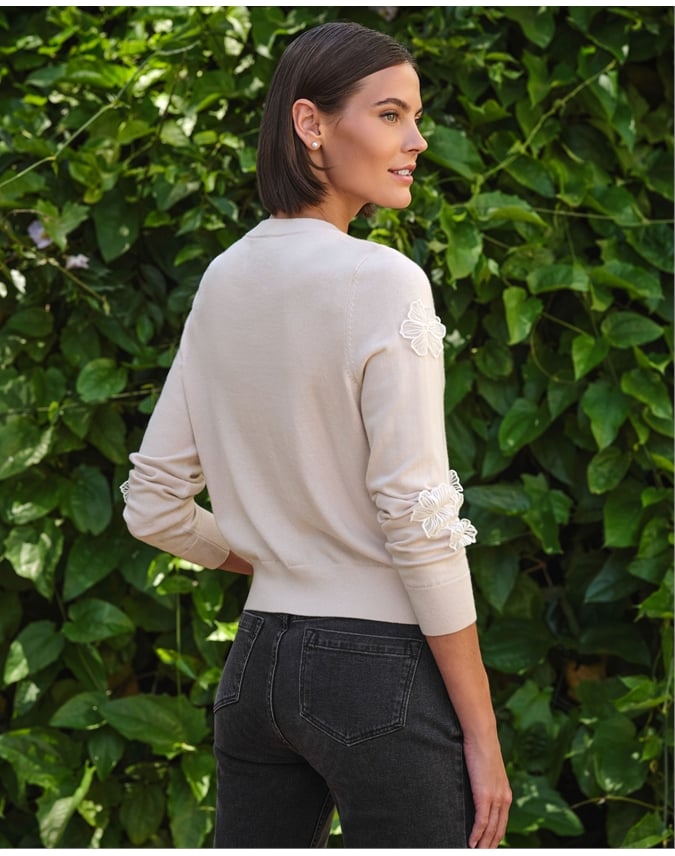 Cotton Blend Applique Cardigan
