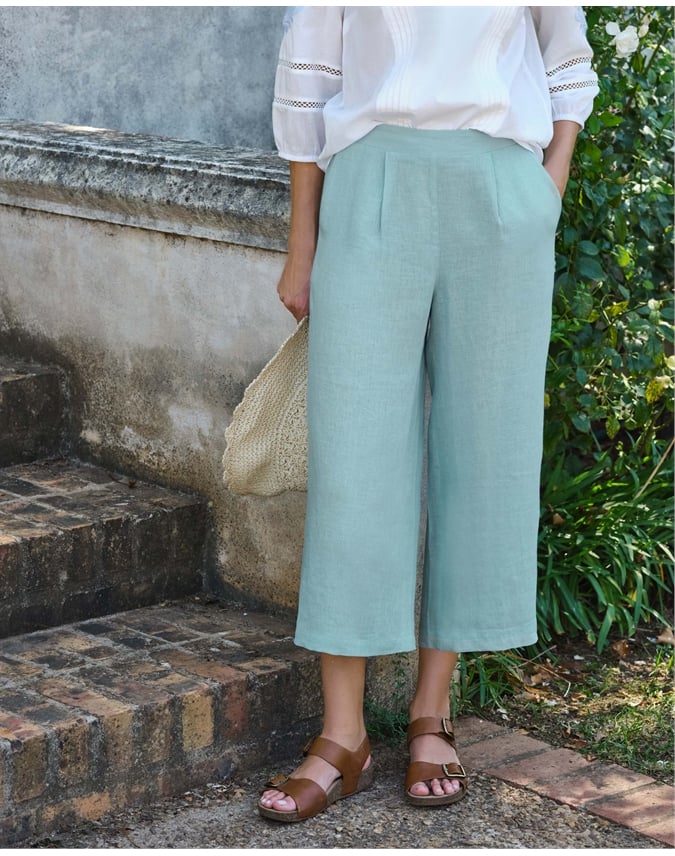 Elastic Back Linen Culottes