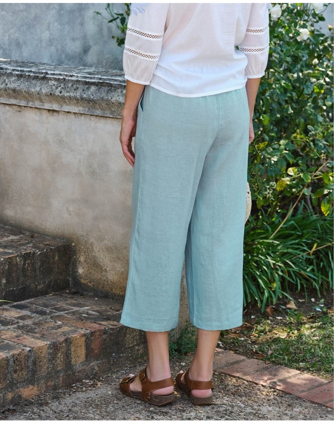 Elastic Back Linen Culottes