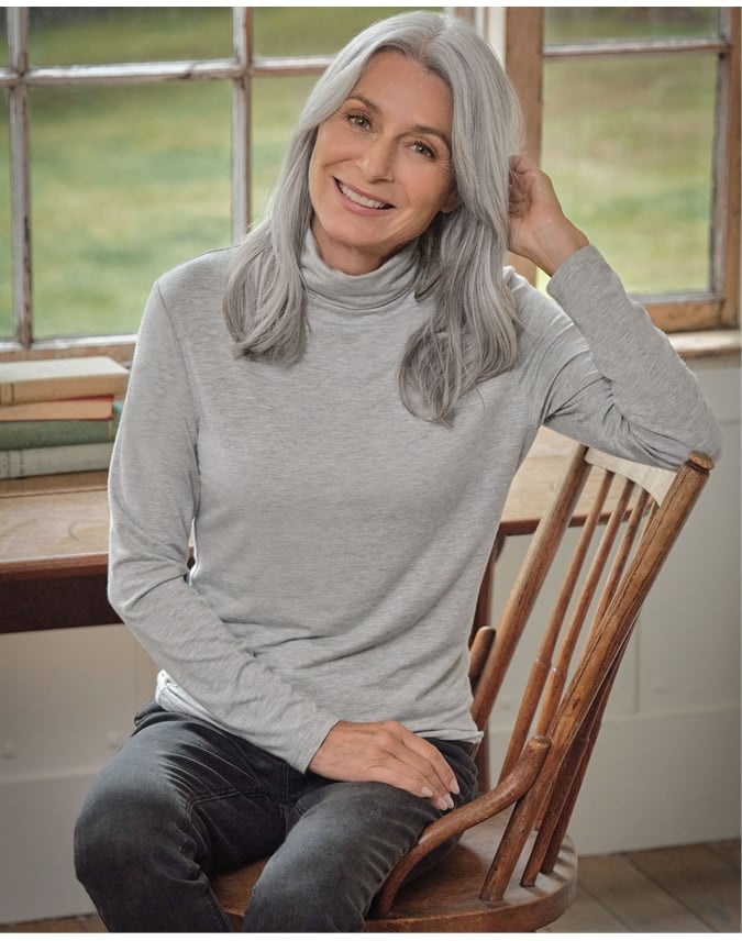 Jersey Slim Turtle Neck Top