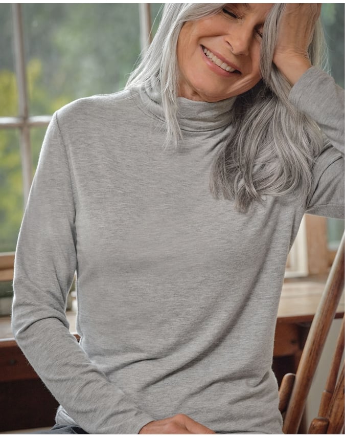 Jersey Slim Turtle Neck Top