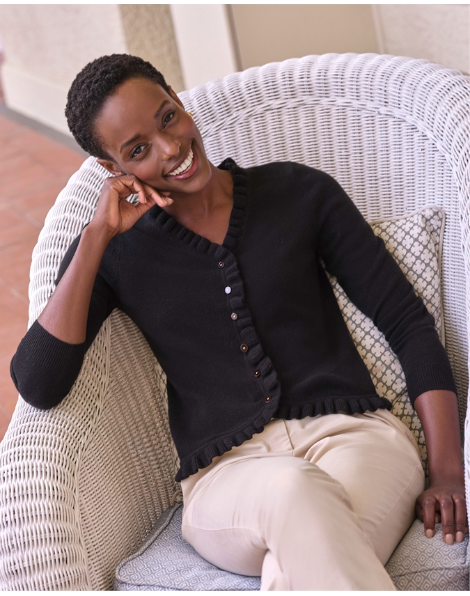 Cashmere Ruffle Cardigan