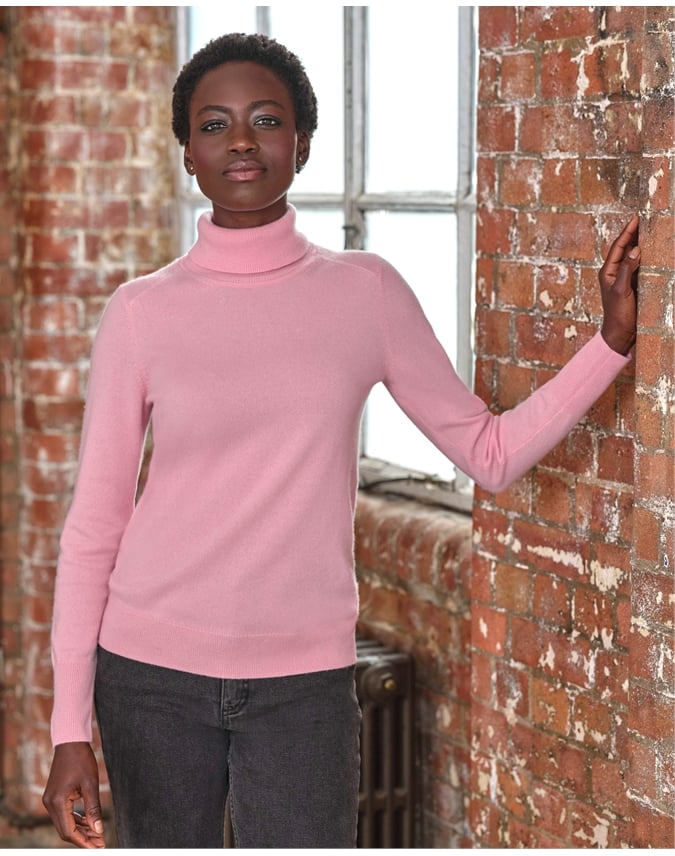 Womens Cashmere Polo Neck Sweater