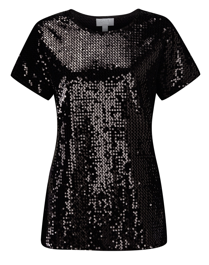 Black Sequin | Sequin T-Shirt | Pure Collection