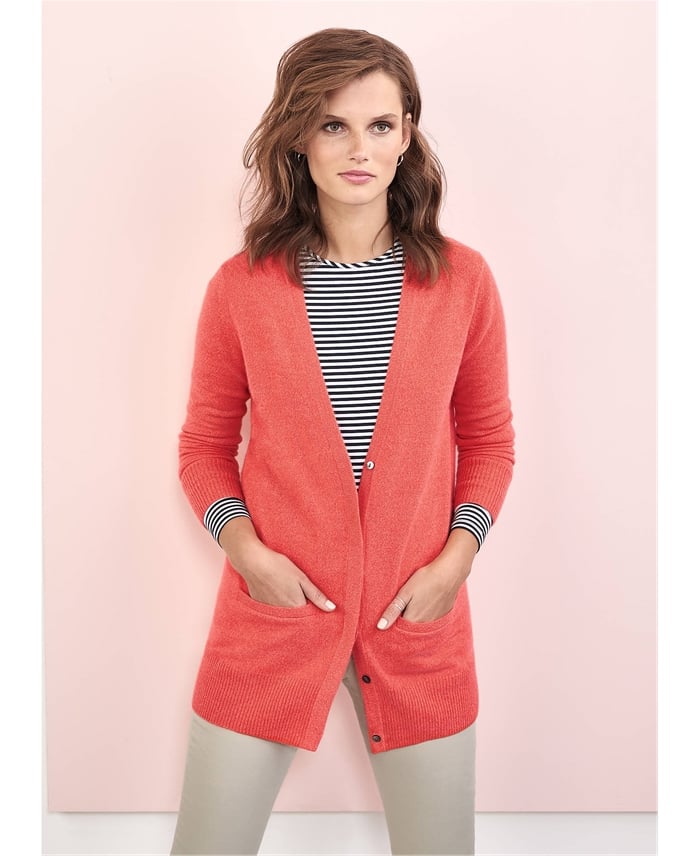 Coral Twist Cashmere Boyfriend Cardigan Pure Collection