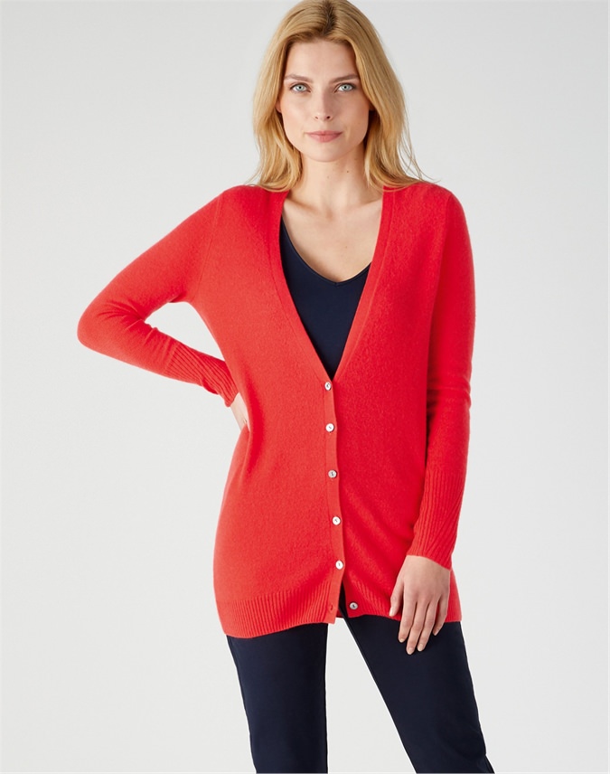 Geranium | Cashmere Boyfriend Cardigan | Pure Collection