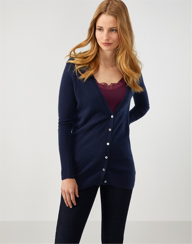 navy cardigan