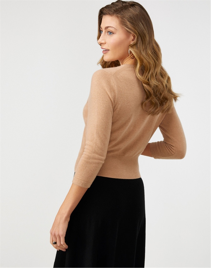 Caramel | Cashmere Cropped Cardigan | Pure Collection