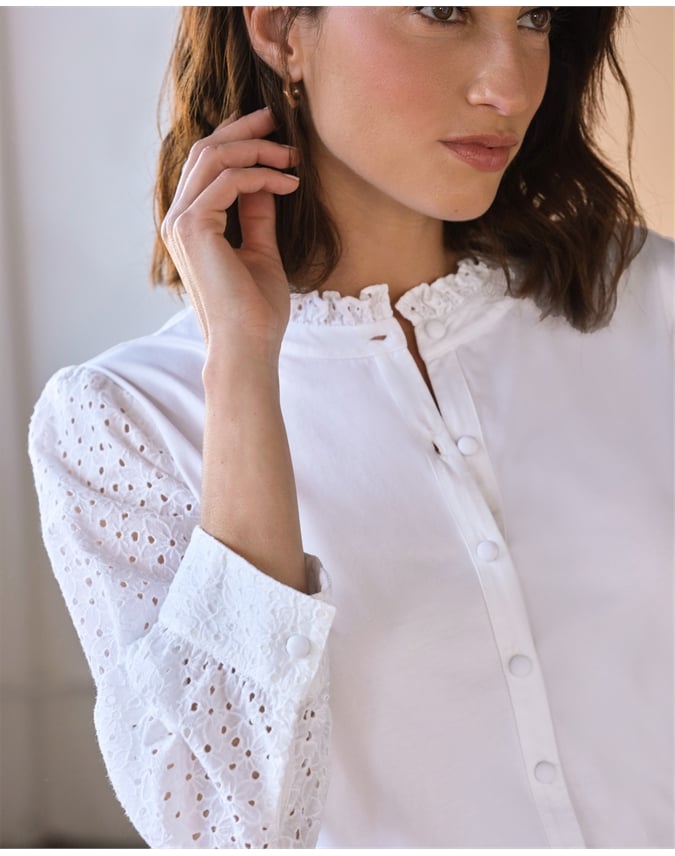 Broderie Sleeve Jersey Shirt