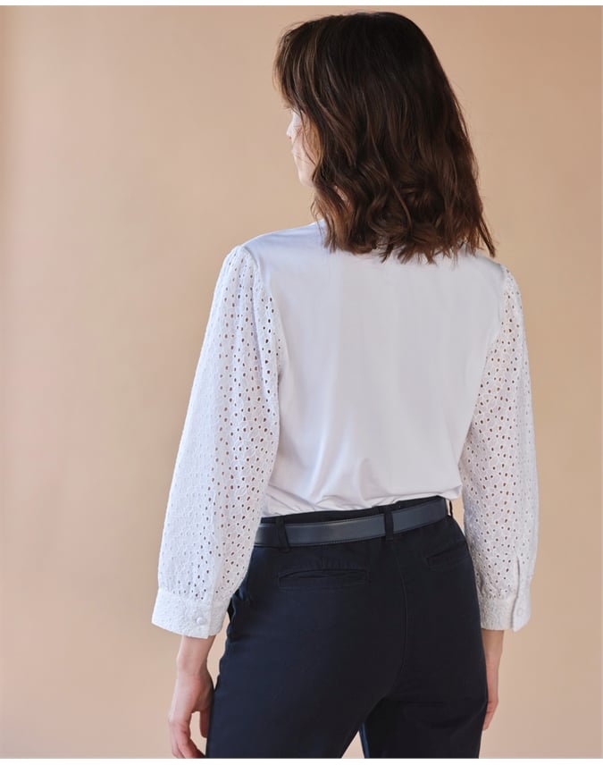 Broderie Sleeve Jersey Shirt