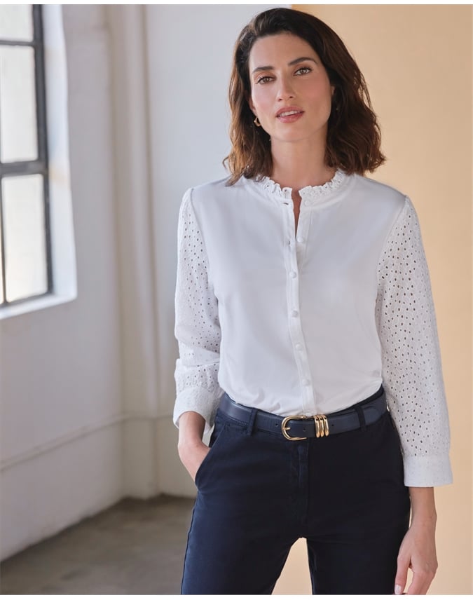 Broderie Sleeve Jersey Shirt