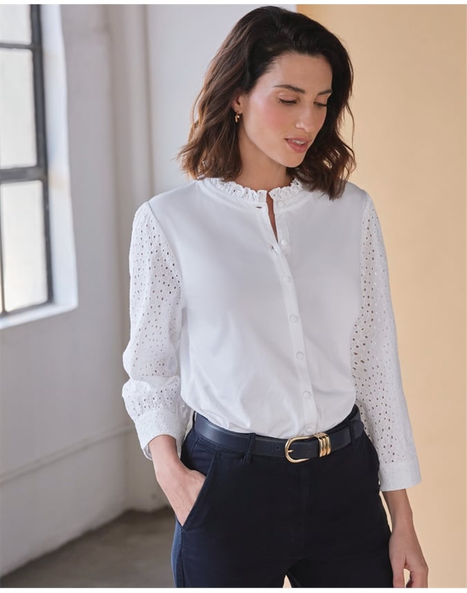 Broderie Sleeve Jersey Shirt