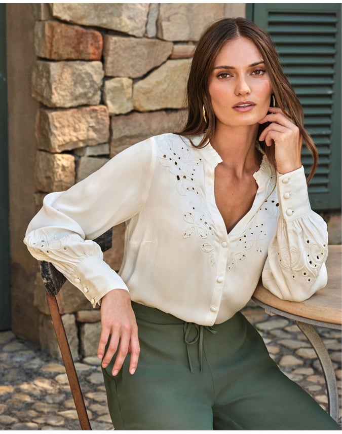 Satin Embroidered Blouse