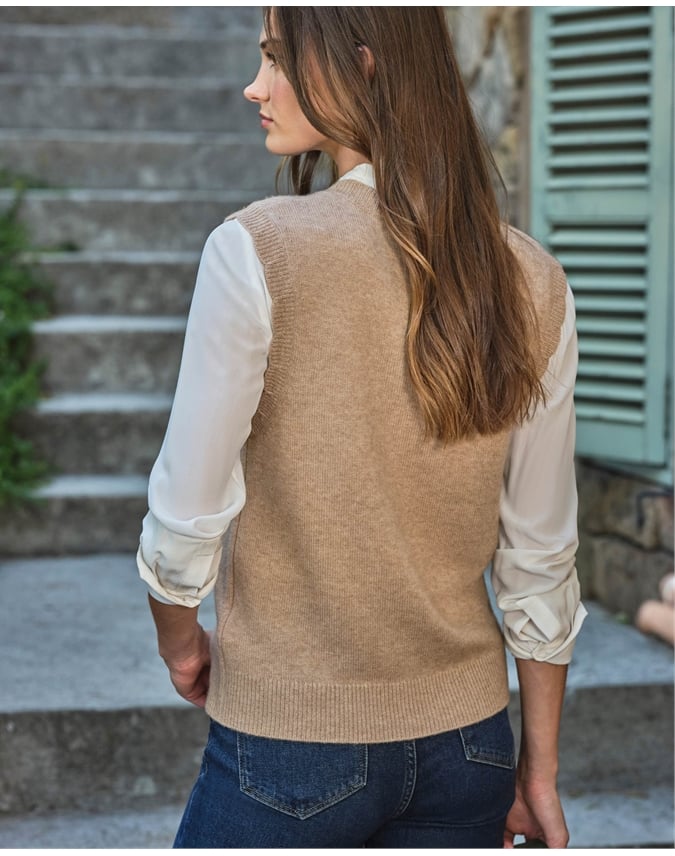 Wool Cashmere Scalloped Tank