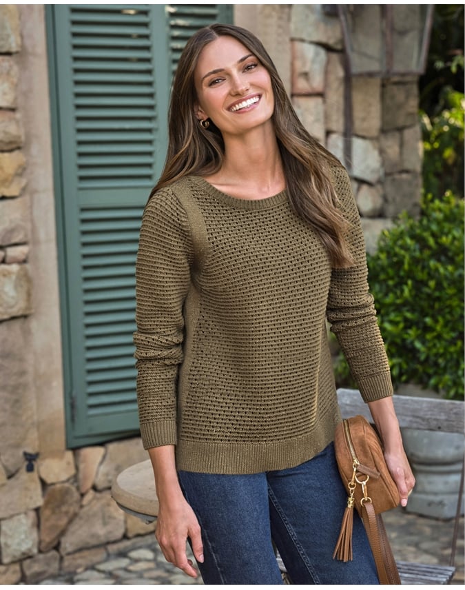 Cotton Mesh Boat Neck