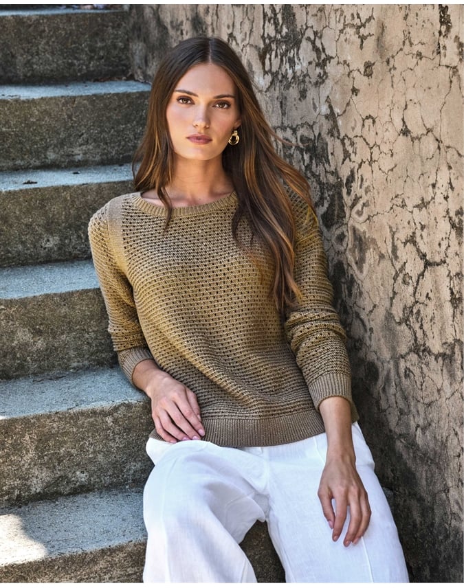 Cotton Mesh Boat Neck