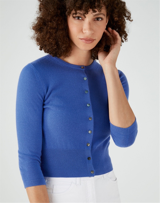 Sailor Blue | Cashmere Cropped Cardigan | Pure Collection