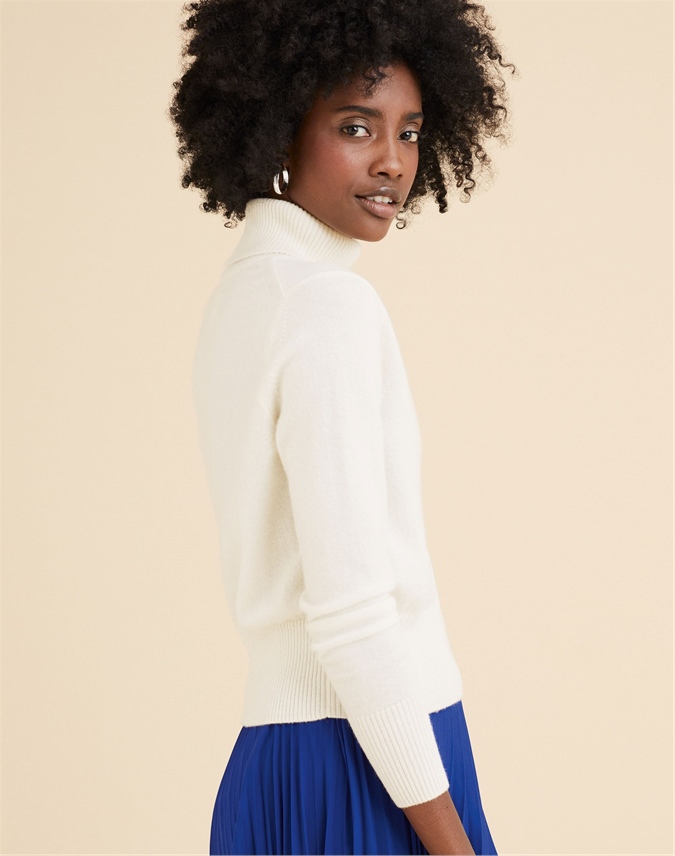 Soft White Cashmere Cropped Polo Sweater Pure Collection