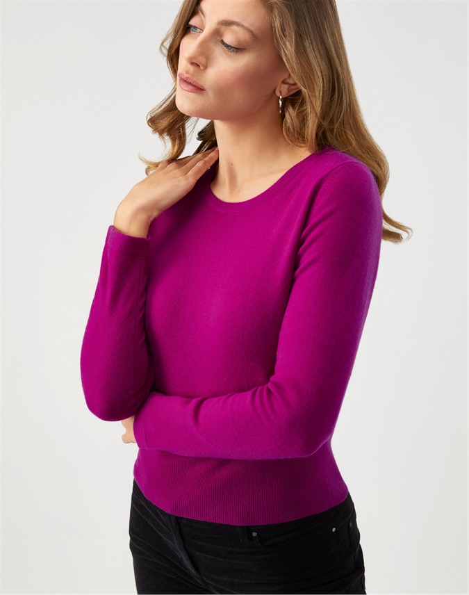 Bright Magenta | Cashmere Cropped Sweater | Pure Collection
