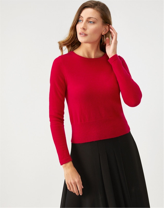 Pillarbox Red | Cashmere Cropped Sweater | Pure Collection