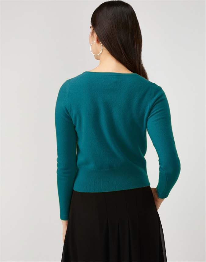 Pine Green | Cashmere Cropped Sweater | Pure Collection