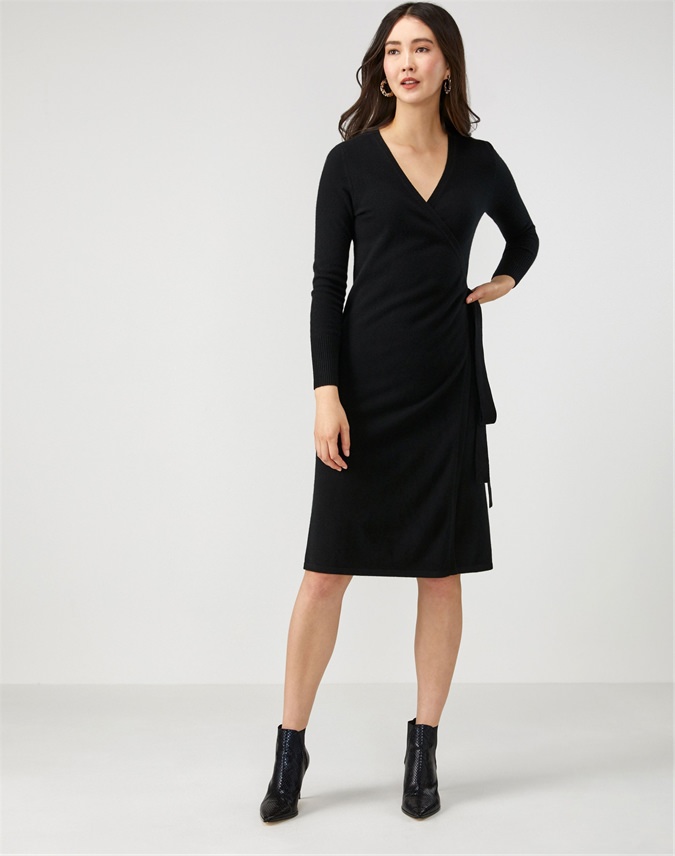 knitted wrap dress
