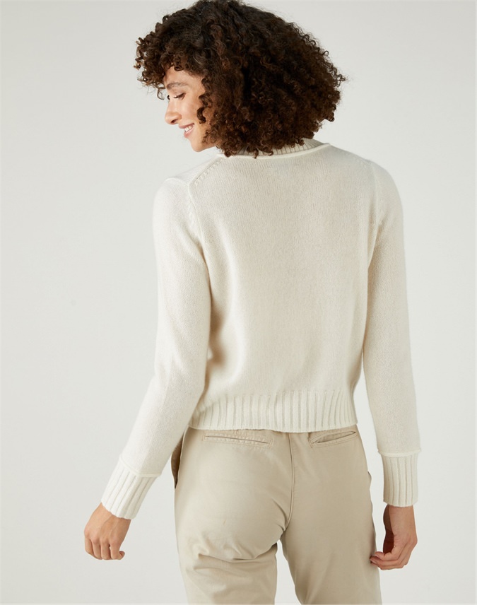 Soft White | Cashmere Lofty Cropped Sweater | Pure Collection