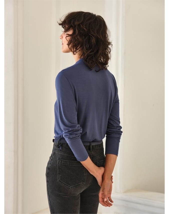 Wrap Drape Neck Long Sleeve Top