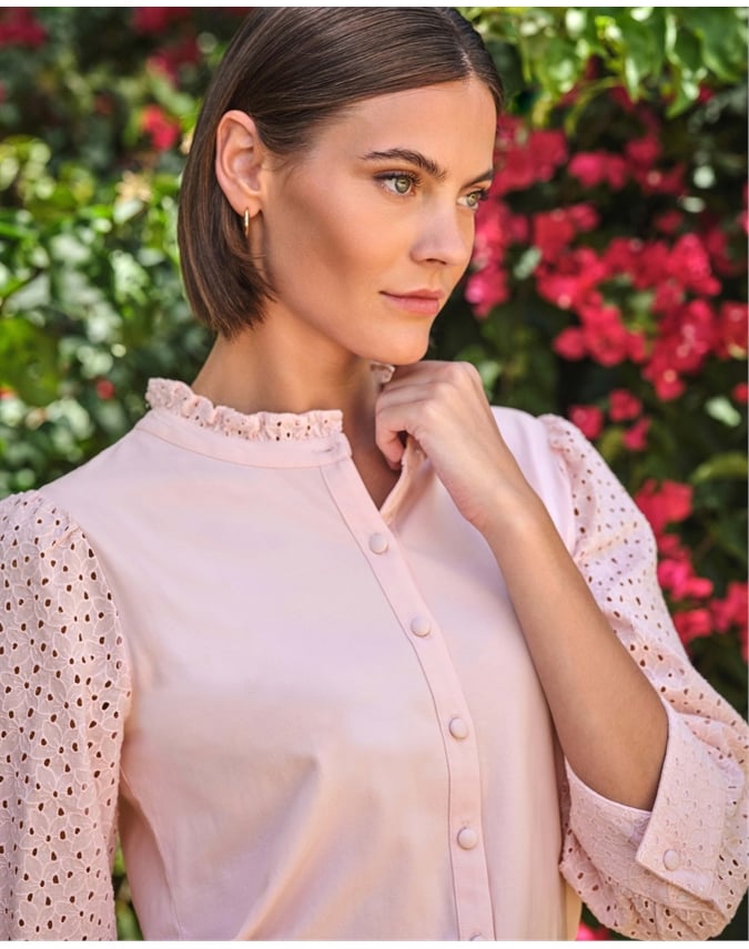 Broderie Sleeve Jersey Shirt