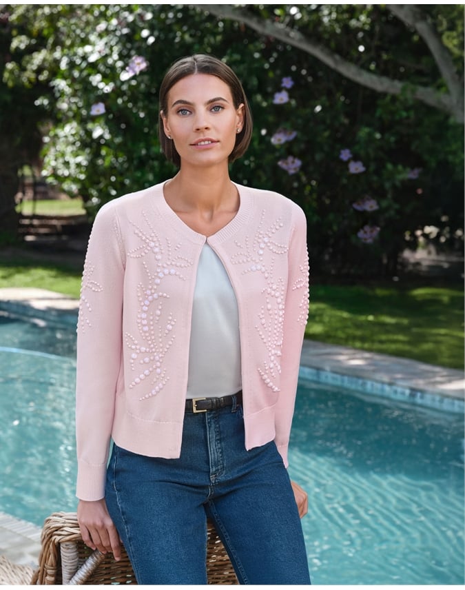 Cotton Hand Beaded Cardigan