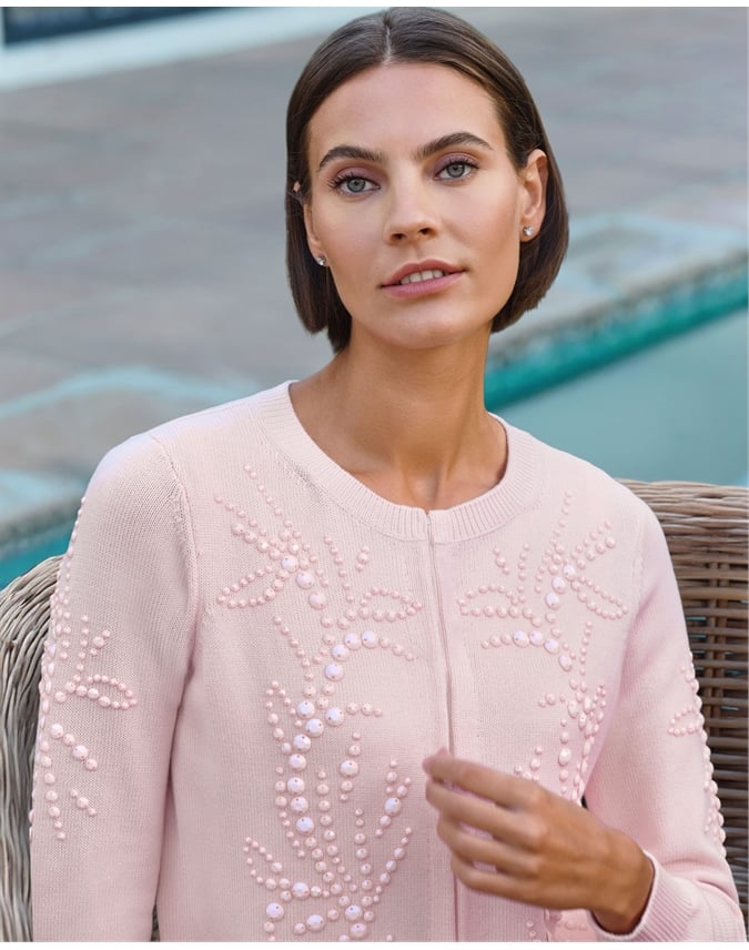 Cotton Hand Beaded Cardigan
