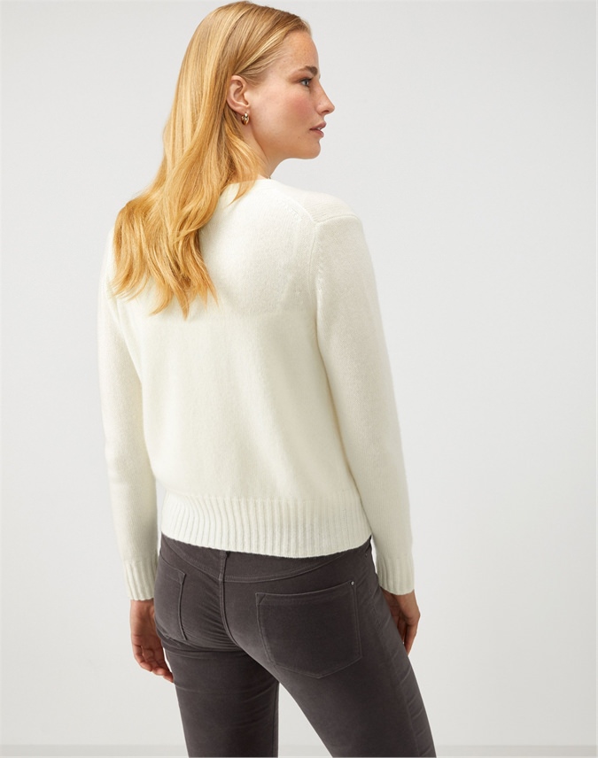 Soft White | Cashmere Lofty V-Neck Cardigan | Pure Collection