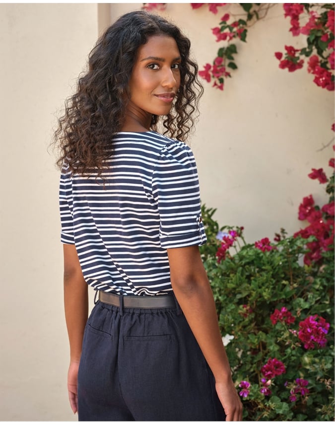 Button Tab Sleeve Tee