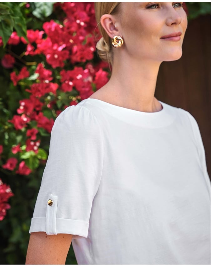 Button Tab Sleeve Tee