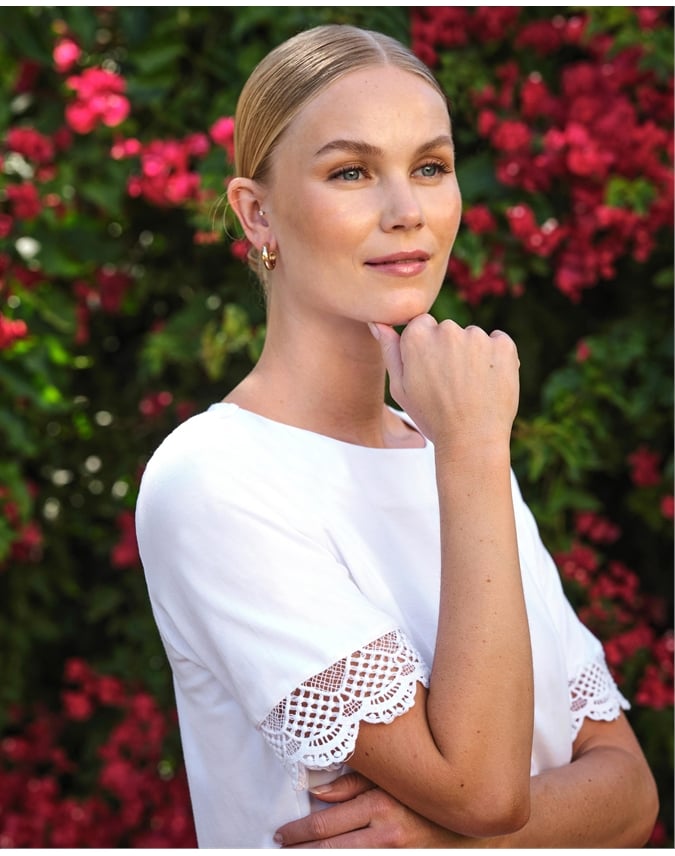 Lace Trim Sleeve Tee