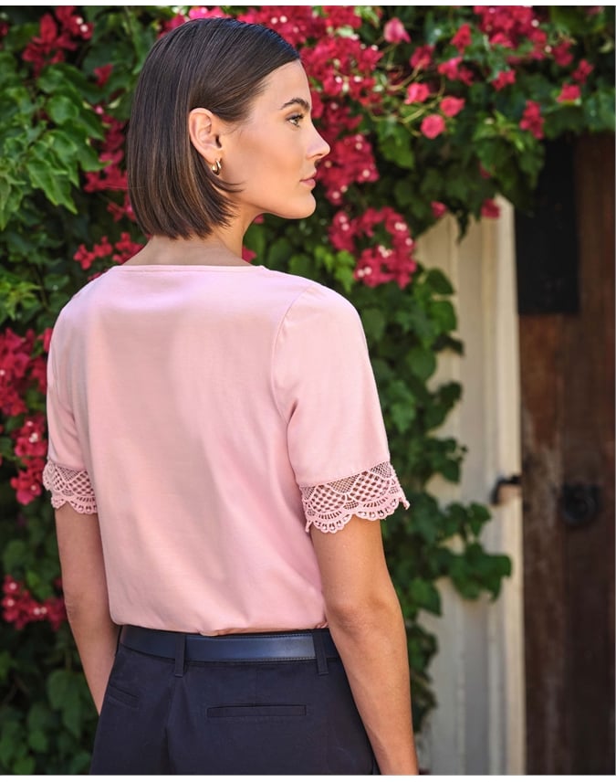 Lace Trim Sleeve Tee