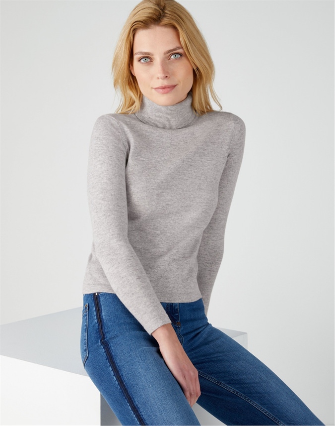 Heather Dove Cashmere Roll Neck Sweater Pure Collection