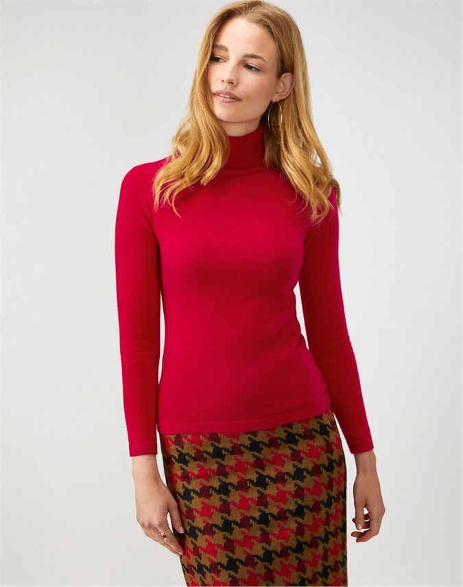 Pillarbox Red | Cashmere Roll Neck Sweater | Pure Collection