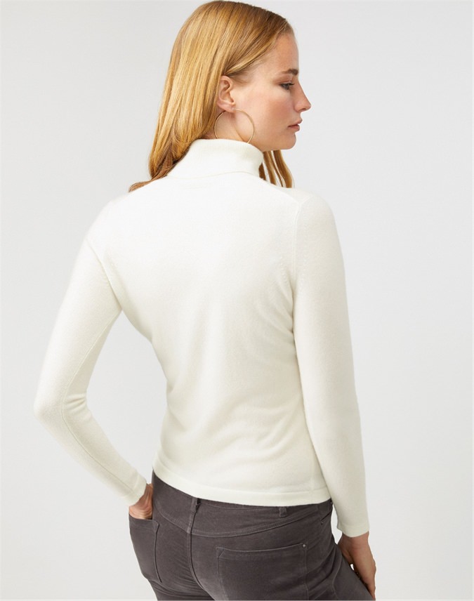 Soft White Cashmere Roll Neck Sweater Pure Collection