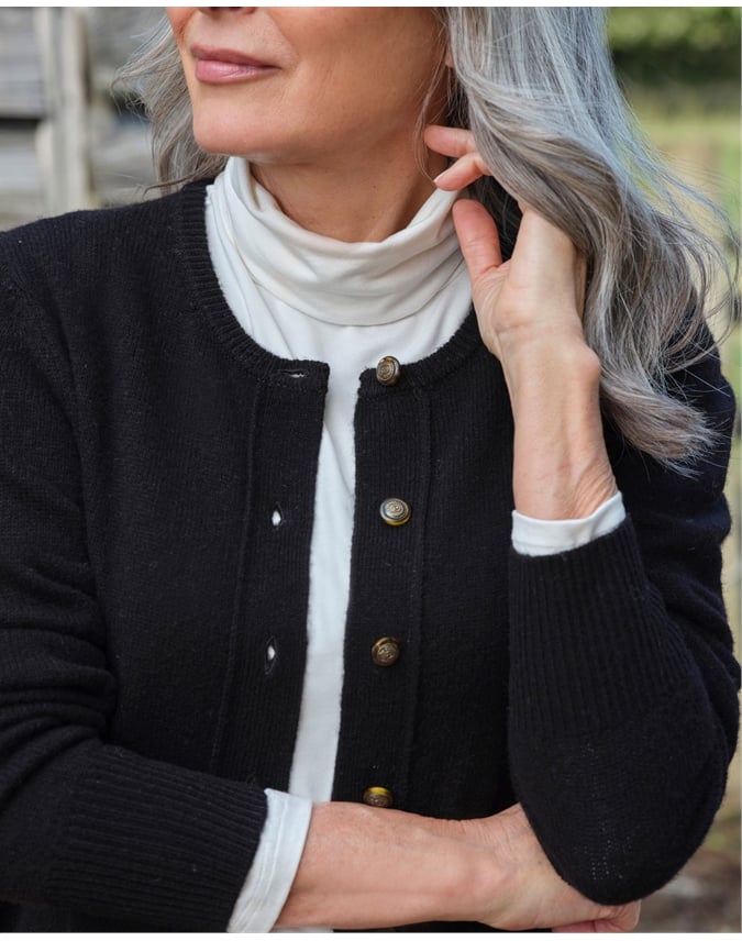 Lambswool Ladies Crew Neck Cardigan