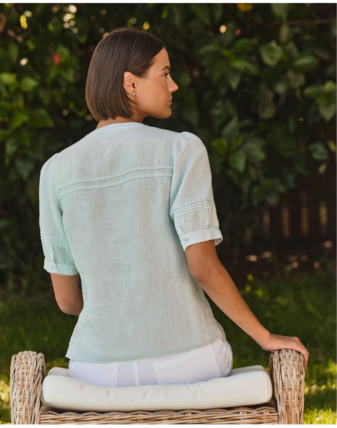 Linen Pintuck Blouse