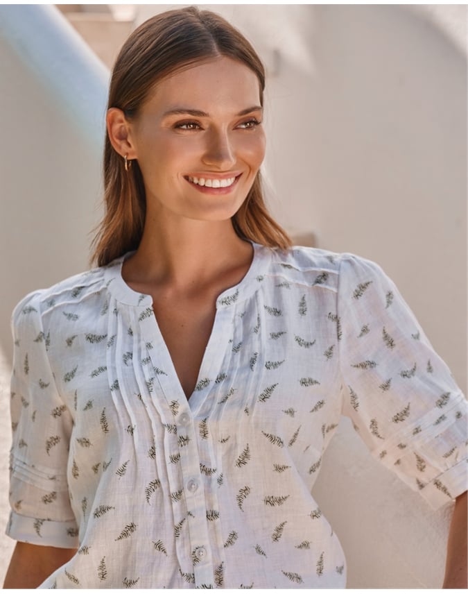 Linen Pintuck Blouse