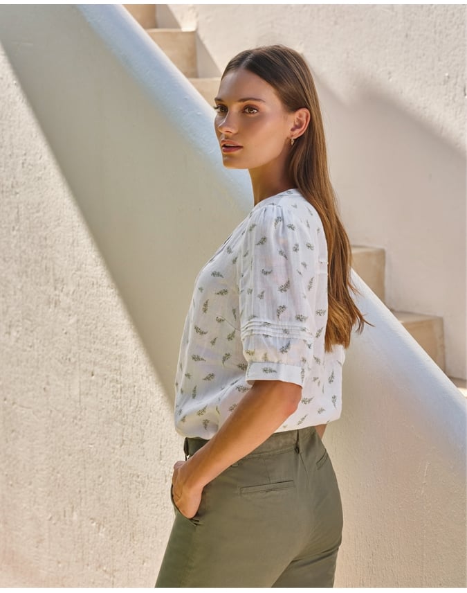 Linen Pintuck Blouse