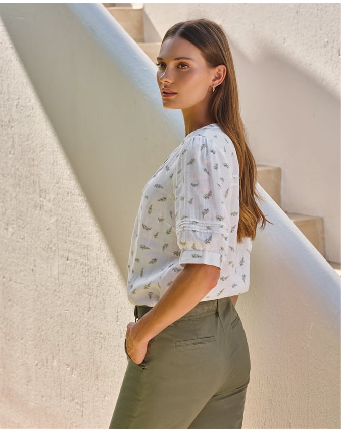 Linen Pintuck Blouse