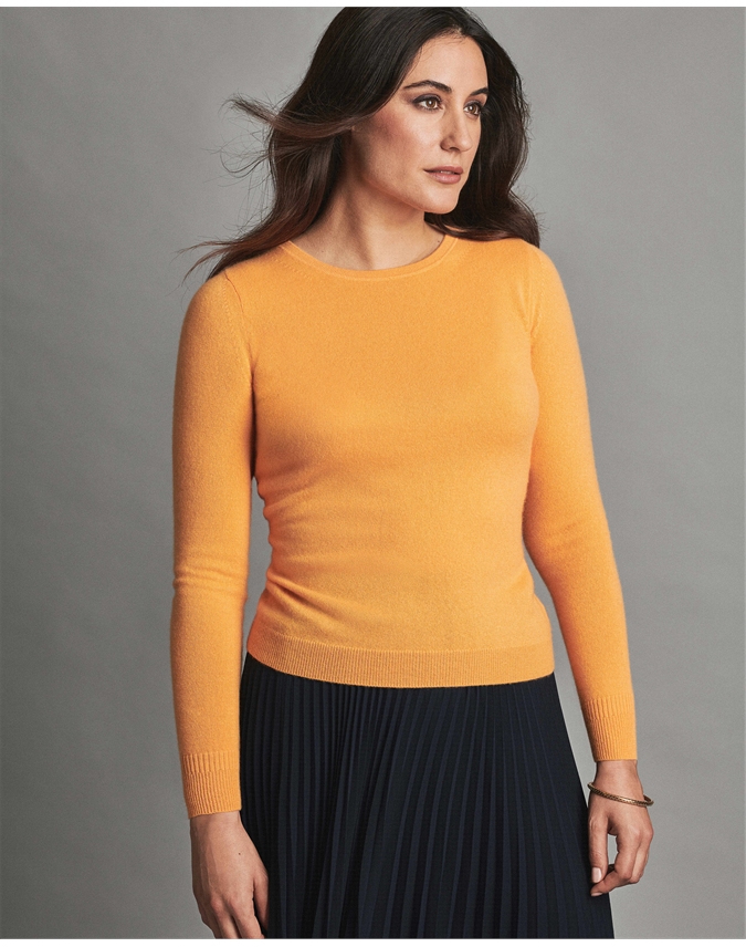 Orange Coral RRP £150.Small 8 10 Womens Scottish Cashmere V neck jumper sweater