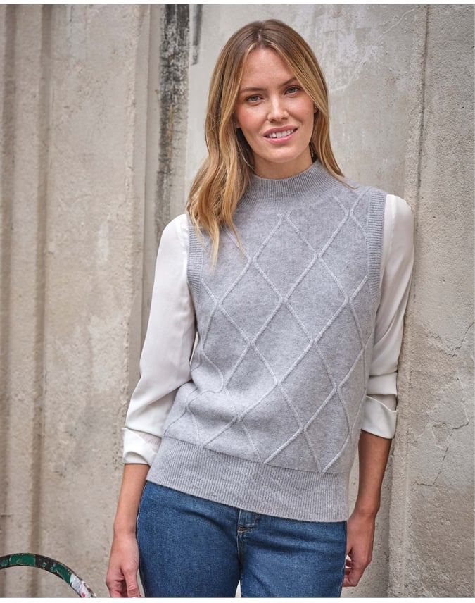 Wool Cashmere Cable Tank